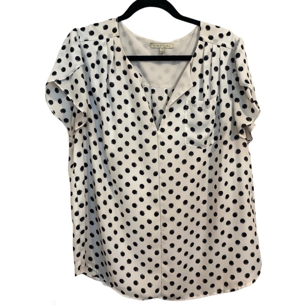 41 Hawthorn Carol Tulip Slv polka dot blouse sz XL